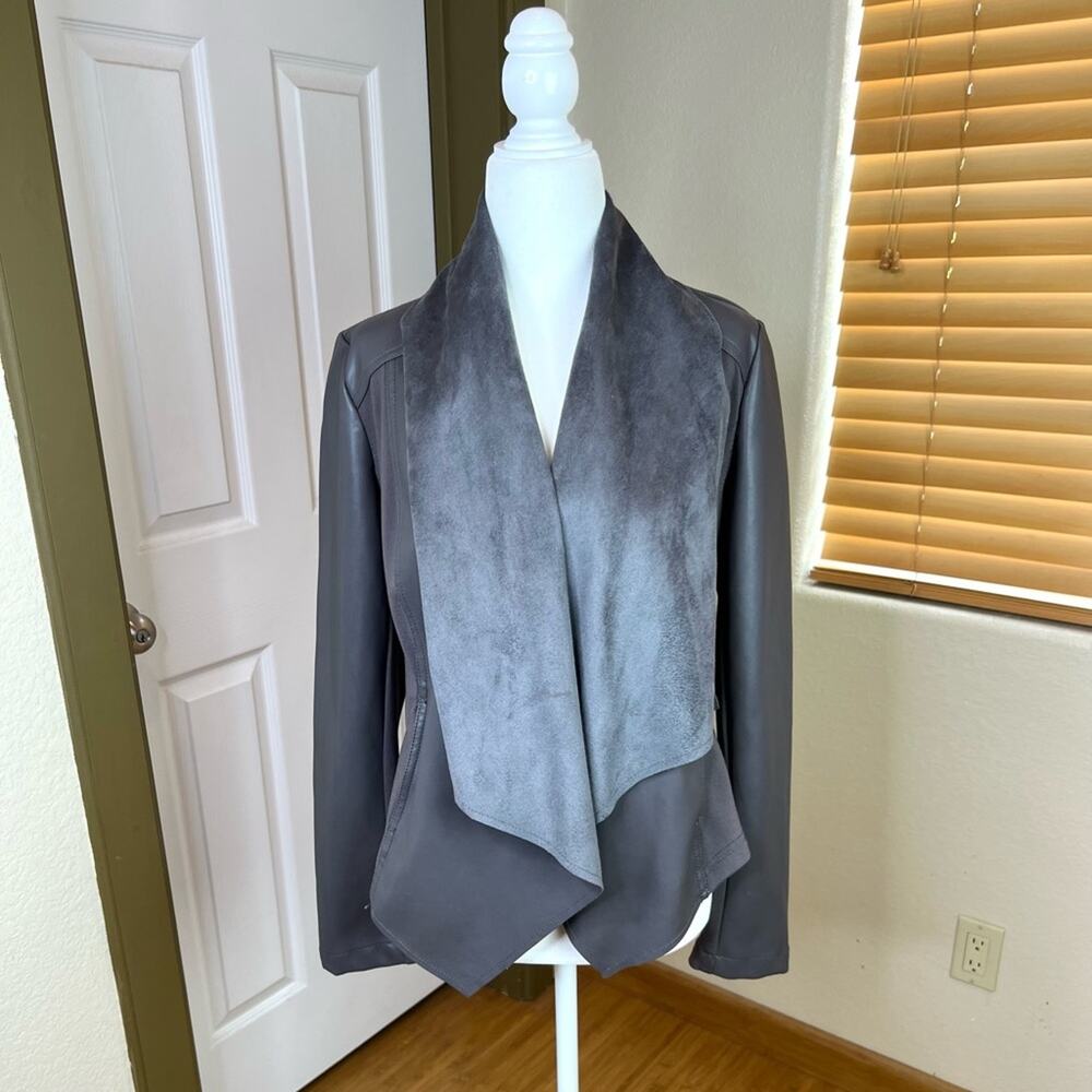 Kut From The Kluth Lincoln Maisha Faux Vegan Suede Leather Draped Jacket.